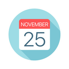 November 25 - Calendar Icon. Vector illustration of one day of month