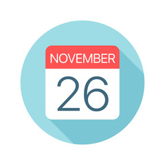 November 26 - Calendar Icon. Vector illustration of one day of month