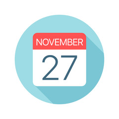 November 27 - Calendar Icon. Vector illustration of one day of month
