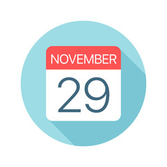 November 29 - Calendar Icon. Vector illustration of one day of month