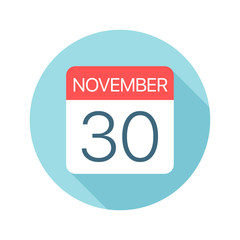 November 30 - Calendar Icon. Vector illustration of one day of month