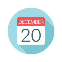 December 20 - Calendar Icon. Vector illustration of one day of month