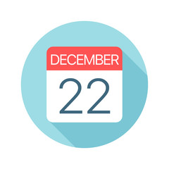 December 22 - Calendar Icon. Vector illustration of one day of month