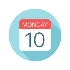 Monday 10 - Calendar Icon. Vector illustration of one day of week