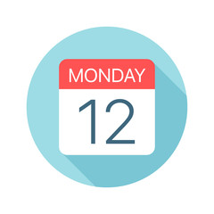 Monday 12 - Calendar Icon. Vector illustration of one day of week