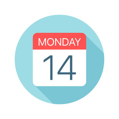 Monday 14 - Calendar Icon. Vector illustration of one day of week