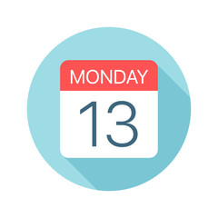 Monday 13 - Calendar Icon. Vector illustration of one day of week