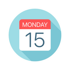 Monday 15 - Calendar Icon. Vector illustration of one day of week