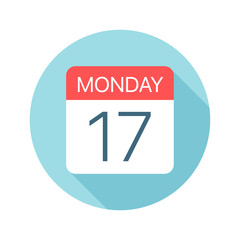 Monday 17 - Calendar Icon. Vector illustration of one day of week