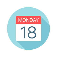 Monday 18 - Calendar Icon. Vector illustration of one day of week