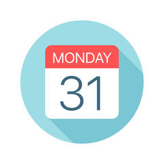 Monday 31 - Calendar Icon. Vector illustration of one day of week