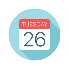 Tuesday 26 - Calendar Icon. Vector illustration of one day of week