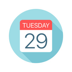 Tuesday 29 - Calendar Icon. Vector illustration of one day of week