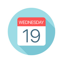 Wednesday 19 - Calendar Icon. Vector illustration of one day of week