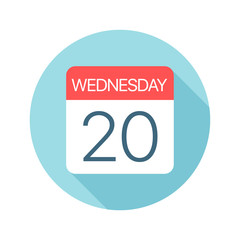 Wednesday 20 - Calendar Icon. Vector illustration of one day of week