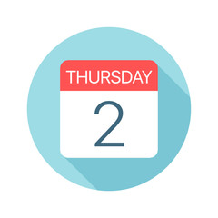 Thursday 2 - Calendar Icon. Vector illustration of one day of week
