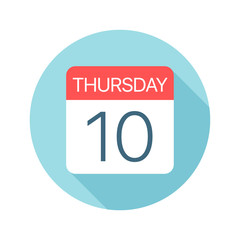 Thursday 10 - Calendar Icon. Vector illustration of one day of week