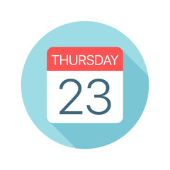 Thursday 23 - Calendar Icon. Vector illustration of one day of week