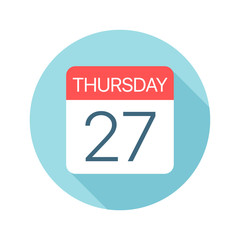 Thursday 27 - Calendar Icon. Vector illustration of one day of week