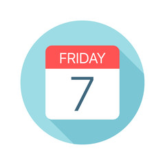 Friday 7 - Calendar Icon. Vector illustration of one day of week