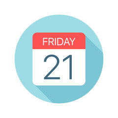 Friday 21 - Calendar Icon. Vector illustration of one day of week