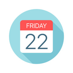 Friday 22 - Calendar Icon. Vector illustration of one day of week