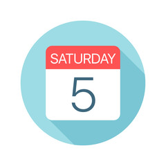 Saturday 5 - Calendar Icon. Vector illustration of one day of week