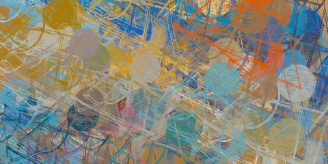 Painterly mix. Backdrop material. Colorful pattern. Modern art. Canvas surface. Oil painting. Color texture. Wide brush. Abstract. Handmade background. 2d illustration.