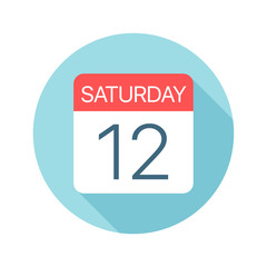 Saturday 12 - Calendar Icon. Vector illustration of one day of week