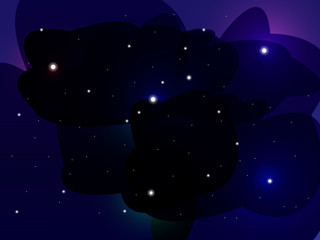 Vector Illustration nebula in space blue purple universe graphic colorful wallpaper.