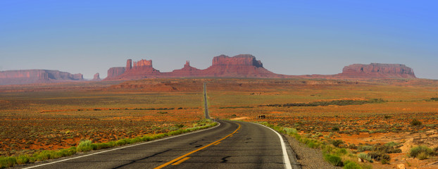 Panoramic view of highway to Monument valley
