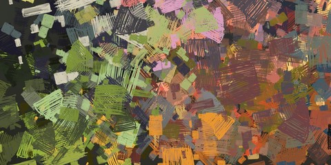 Painterly mix. Backdrop material. Colorful pattern. Modern art. Canvas surface. Oil painting. Color texture. Wide brush. Abstract. Handmade background. 2d illustration.