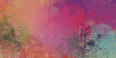 Painterly mix. Backdrop material. Colorful pattern. Modern art. Canvas surface. Oil painting. Color texture. Wide brush. Abstract. Handmade background. 2d illustration.