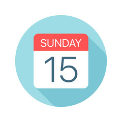 Sunday 15 - Calendar Icon. Vector illustration of one day of week