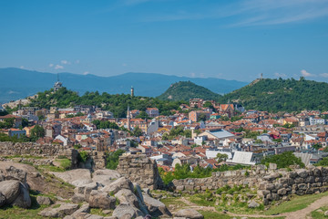 Fototapeta na wymiar Views of the city of Plovdiv from the top of Nebet Tepe one of its seven legendary hills, where the acropolis used to be, Bulgaria