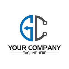Letter GC stock logo, GC initial., flat design. technology logo