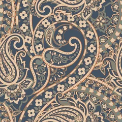 Papier peint Beige Motif cachemire sans couture dans le style indien. Illustration vectorielle florale