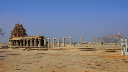 Historic Vijaya Vittala temple in Hampi runes in India