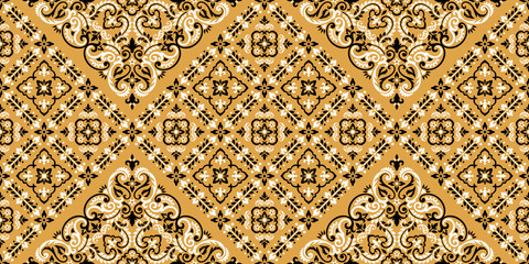 Seamless pattern based on ornament paisley Bandana Print. Vector ornament paisley Bandana Print. Silk neck scarf or kerchief square pattern design style, best motive for print on fabric or papper. - 278249648