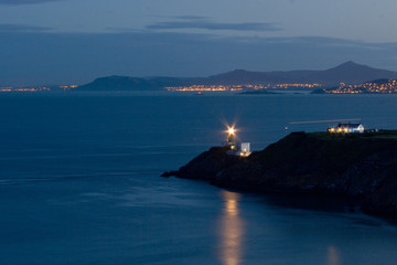 Baily lighthouse at night in Howth, Dublin, Ireland