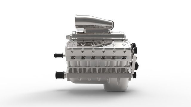3d rendering of a v12 engine isolated in white background