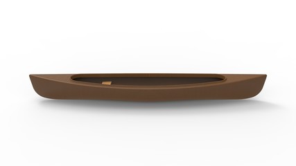 3d rendering of a canoe isolated in white studio background