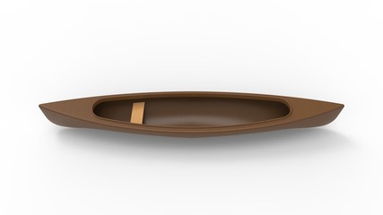 3d rendering of a canoe isolated in white studio background