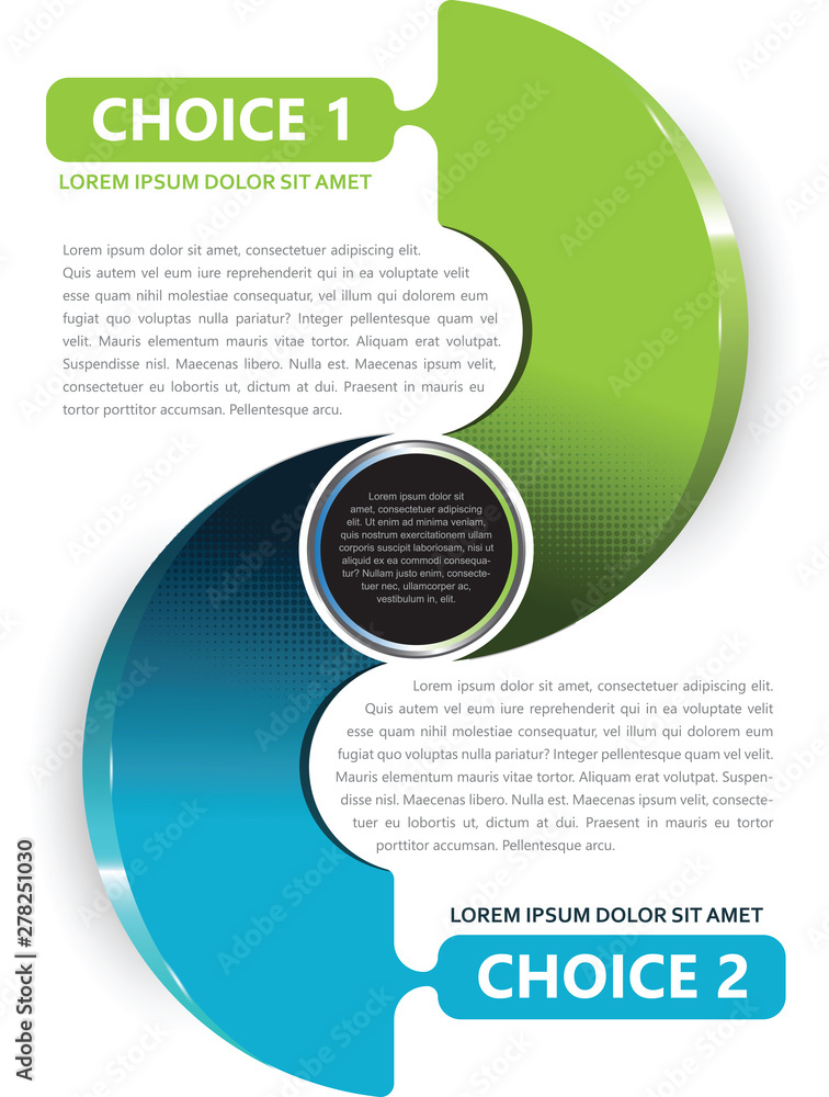 Poster vector semi circular diagram with two options