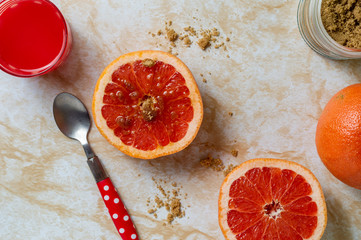 fresh grapefruit and fresh squeezed citrus fruit juice
