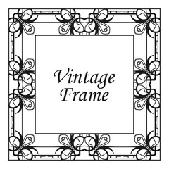 Vintage flourishes ornament swirls lines frame template vector illustration. Victorian borders for greeting cards, wedding invitations, advertising or other design and place for text.