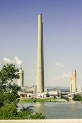 Coal Powered Power Plant by a River