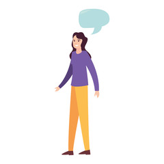 woman happy young character on white background