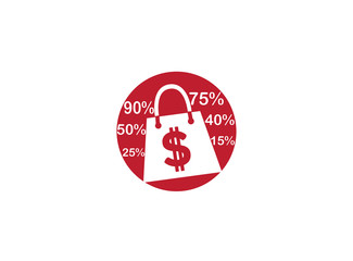 hand bag promotion money in a circle shape for logo design illustration