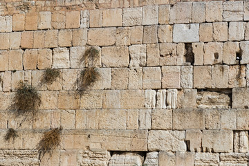 Stone blocks of the crying wall in Jerusalem 